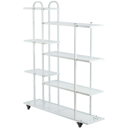 4 Tier White Movable Metal Plant Stand for Indoor Plants