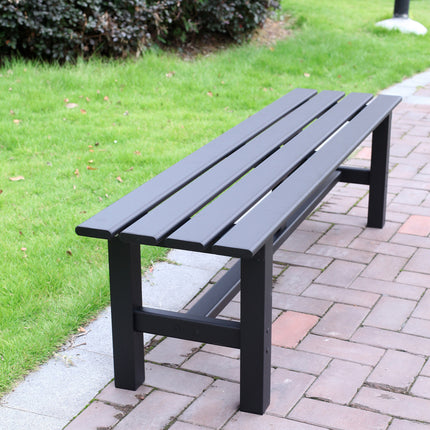 TECSPACE Aluminum Outdoor Patio Bench Black,59.1 x 14.2X 15.7 inches,Light Weight High Load-Bearing,Outdoor Bench