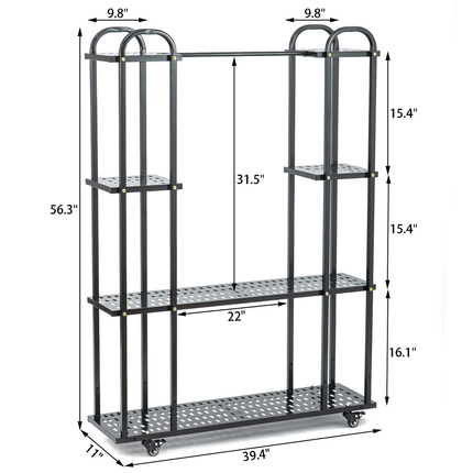 Display Rack Movable, Plant Stand Metal with Wheels