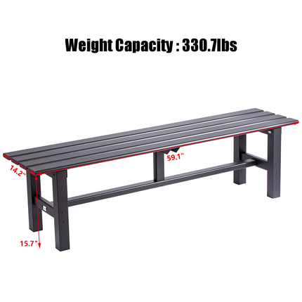 TECSPACE Aluminum Outdoor Patio Bench Black,59.1 x 14.2X 15.7 inches,Light Weight High Load-Bearing,Outdoor Bench