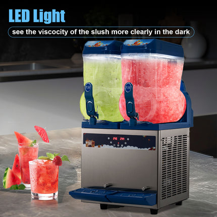 TECSPACE Slushy Machine, 8 Gallons Commercial Slushy Machine 500 W, Slushy Maker for Margarita, Cocktail, Wine, Daiquiri