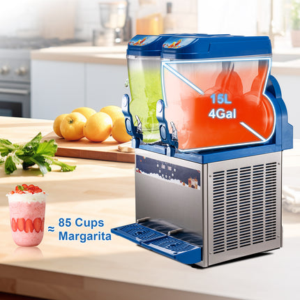 TECSPACE Slushy Machine, 8 Gallons Commercial Slushy Machine 500 W, Slushy Maker for Margarita, Cocktail, Wine, Daiquiri