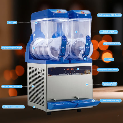 TECSPACE Slushy Machine, 8 Gallons Commercial Slushy Machine 500 W, Slushy Maker for Margarita, Cocktail, Wine, Daiquiri