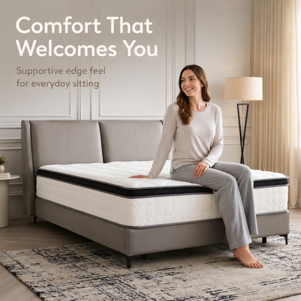 12 Inch Queen Hybrid Mattress, Medium Firm Gel Memory Foam & Pocket Coils, Cooling Breathable Cover with Fire Barrier, Pressure Relief for Back Pain, Bed in a Box