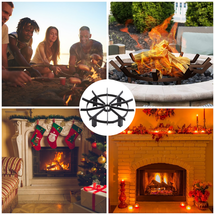 TECSPACE 16in Iron Fire Grate Fireplace Log Grates Burning Rack Wago Tecspace