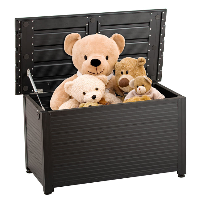 TECSPACE Aluminum Deck Box Black, Firm Aluminum Deck Box-Organization and Indoor/Outdoor Storage for Patio Furniture Cushions