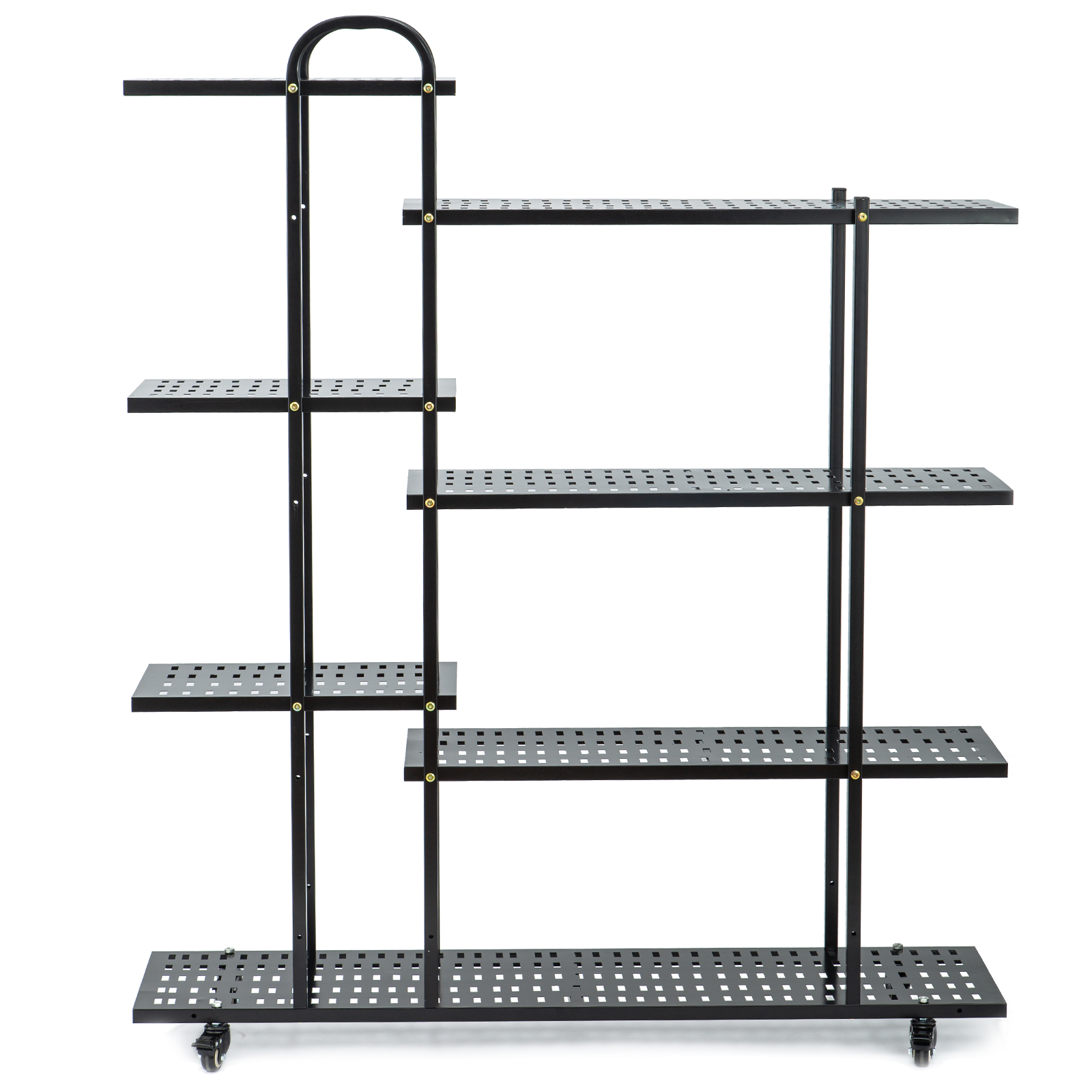 Movable Flower Rack 4 Tier 47.2 x 11.0 in Tiered Plant Stand Metal w Wheels Movable Black ...