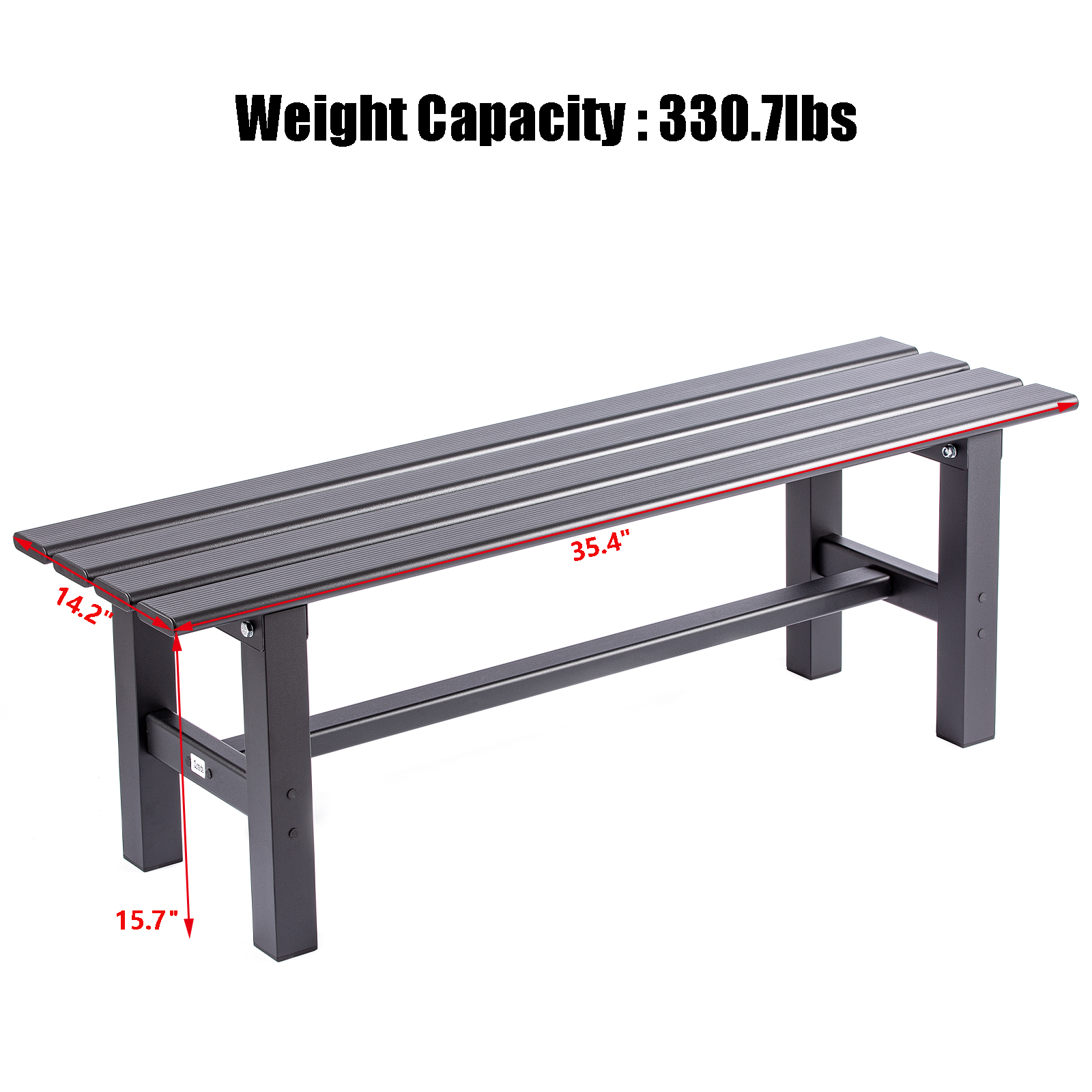 TECSPACE Aluminum Outdoor Patio Bench Black 35.4 x 14.2 x 15.7 inches ...